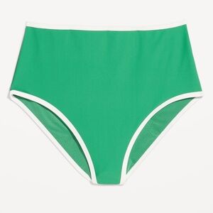 NWT OLD NAVY High-Waisted Matte Surf Bottoms COLOR GREE/WHITE TRIM